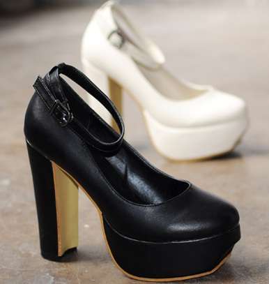 Retro Platforms with Ankle Strap in Black