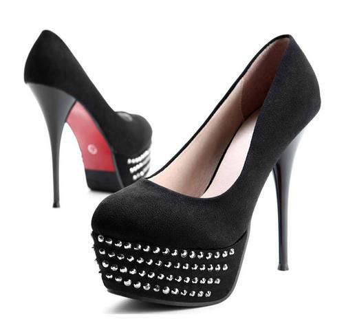 Ultra High Heel Platform Pumps with Rhinestone Detail (2-6)