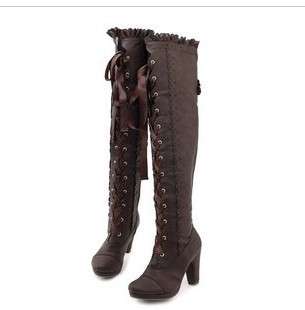 Victorian High Heel Boots in Brown (Size 2.5 - 6)