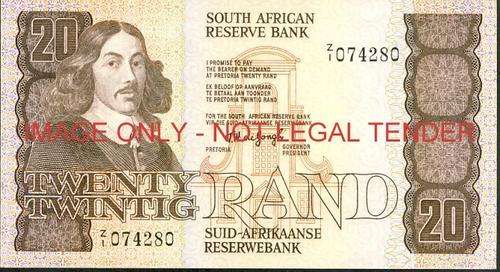TW de Jongh Fourth Issue Twenty Rand Replacement Z1 unc condition