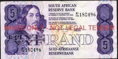 GPC de Kock First Issue Five Rand Prefix B1/70 vf condition