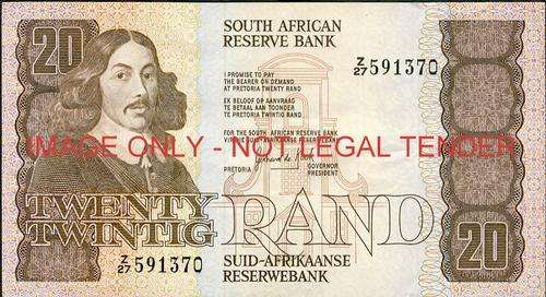 GPC de Kock Third Issue Twenty Rand Replacement  Z27 vf condition