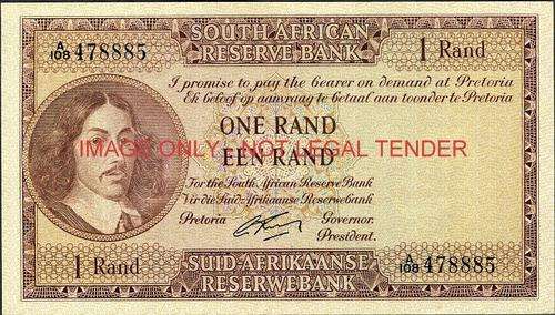 G Rissik First Issue One Rand Prefix A/108 478885 unc condition