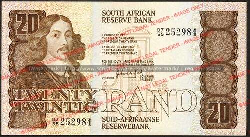 GPC de Kock Third Issue Twenty Rand Prefix D7/55 unc condition