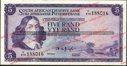 TW de Jongh First Issue One Rand Prefix F210 ef condition