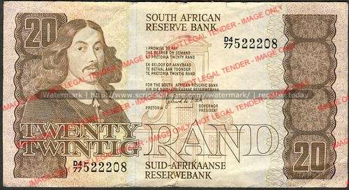 GPC de Kock Third Issue Twenty Rand Prefix D4/77 f condition
