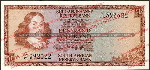 TW de Jongh Second Issue One Rand Replacement Z25 unc condition