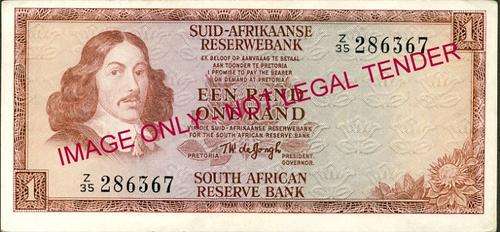 TW de Jongh Third Issue One Rand Replacement Z35  unc condition