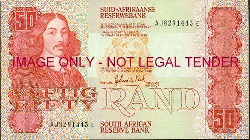 GPC de Kock Third Issue Fifty Rand Prefix AJ unc condition