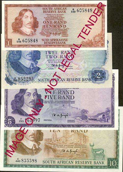 TW de Jongh Third Issue Set of Banknotes unc condition