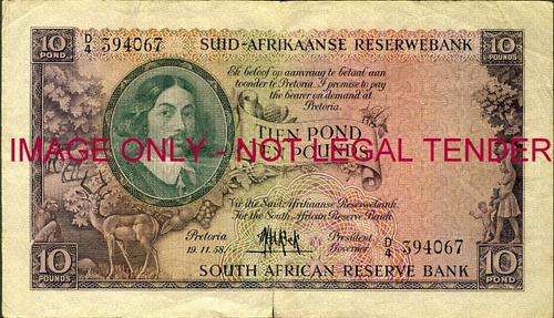 MH de Kock Third Issue Ten Pounds Prefix D4 394067 vg condition