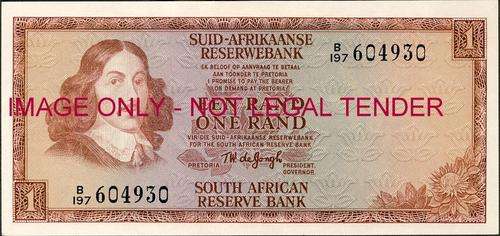 TW de Jongh Second Issue One Rand Prefix B197 unc condition