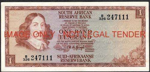 TW de Jongh Second Issue One Rand Prefix B326 unc condition
