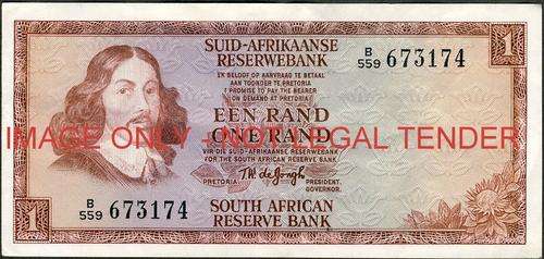 TW de Jongh Third Issue One Rand Prefix B559 vf+ condition