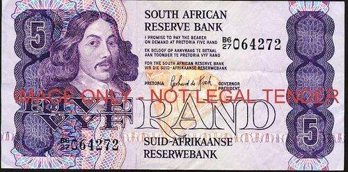 GPC de Kock Third Issue Five Rand Prefix B6/27 vf condition