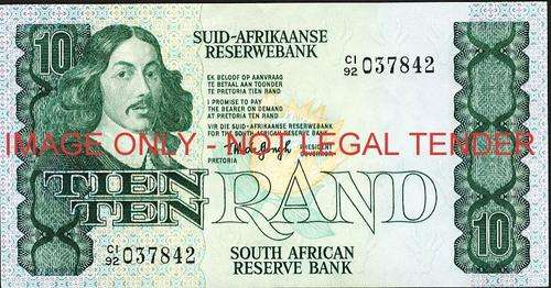 TW de Jongh Fourth Issue Ten Rand Prefix C1/92 037842 ef condition