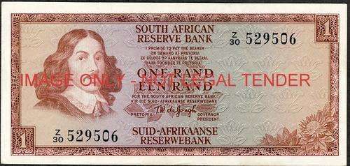 TW de Jongh Second Issue One Rand Replacement Z30 unc condition