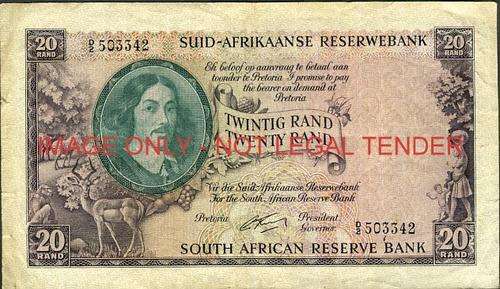G Rissik First Issue Twenty Rand Prefix D2 503342 f+ condition (only 750 000 printed)
