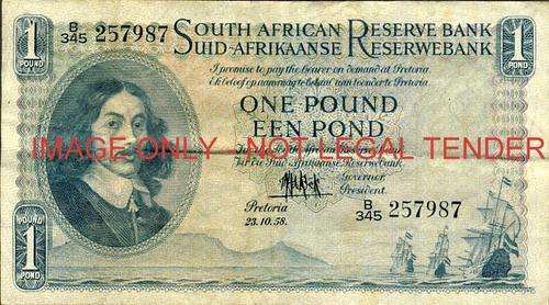 MH de Kock Third Issue One Pound Prefix B345 257987 vf condition