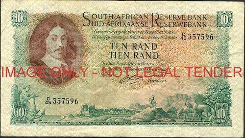 G Rissik First Issue Ten Rand Prefix C45 357596  vf condition