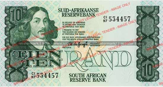 TW de Jongh  fourth issue Ten Rand  C1/97  unc condition