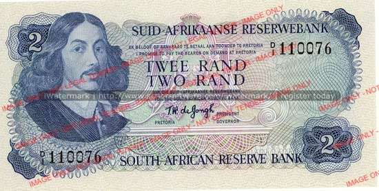 TW de Jongh second issue Two Rand Prefix D1 unc condition