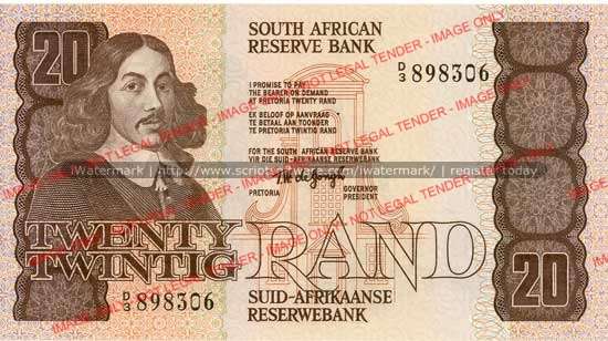 TW de Jongh  fourth issue Twenty Rand  D/3 unc condition