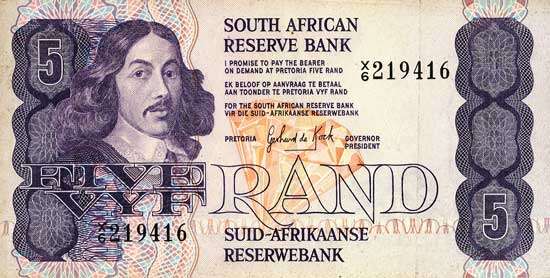 GPC de Kocksecond issue Five Rand replacement X6  unc condition. Only 580,000 printed