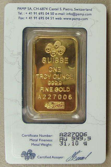 # CRAZY R1 START # 1oz. PURE GOLD SUISSE BAR with CERTIFICATE SEALED