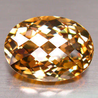 *** 15.35ct *** - Imperial Topaz Oval Checkerboard cut Orangyish Brown VVS- GISA(R21105.00)