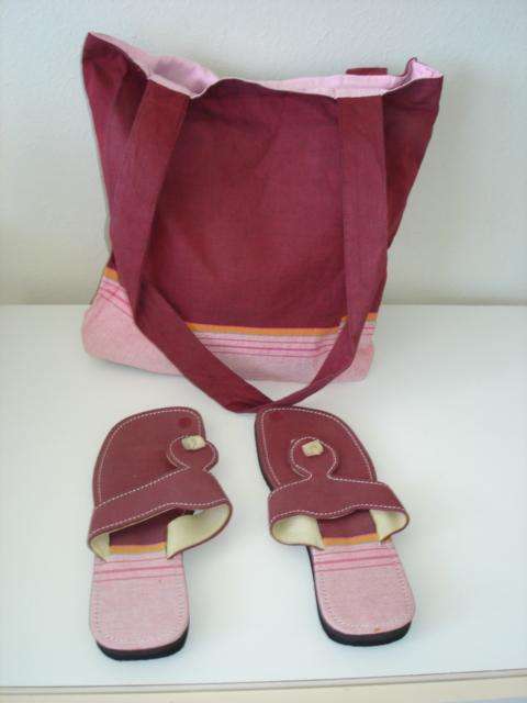 Stunning Maroon  Cotton Beach Sandals and Bags.