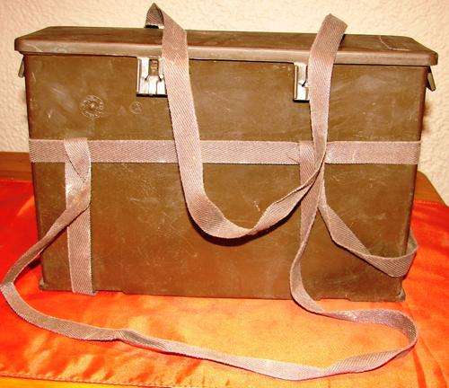 Brown Plactic .30mm Ammunition Box with carry straps no 4-Dia.28 cm x 19 cm x 9 cm