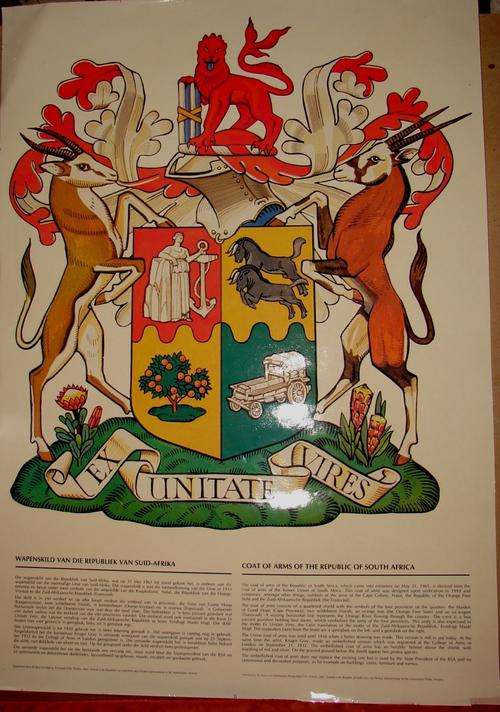 Big glossy Poster "Coat of Arms-Old Republic of South Africa"-60cm x 42cm on glossy paper-not framed