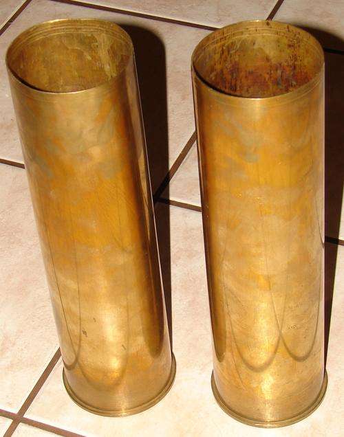 Pair of large Brass shell casings-90 mm-H 35cm mm x Dia10cm