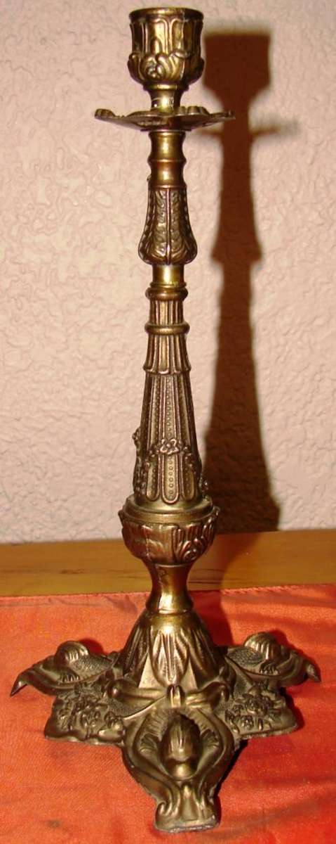 Bronze Metal Ornake Candle Stick-Made in Italy-H 30cm