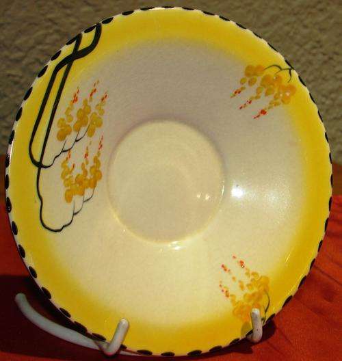 Art Deco Zenith Burleigh Ware Ivory/yellow/black pattern saucer reg..no 7694495