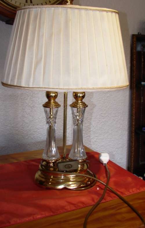 Beautiful brass and cut glass table Lamp-height 50 cm, shade`s width 35 cm x 25 cm