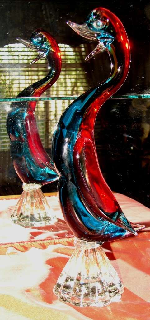 Stunning red and turqoise Murano glass Duck- H 31cm-no chips/cracks-mint condition