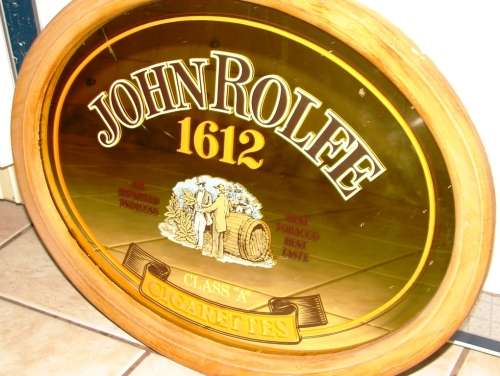 Beautiful John Rolefe Sigarettes mirror advertising sign-Ideal for bar/man cave-52 cm x 41 cm