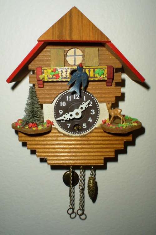 Beautiful vintage miniature animation windup wall clock-working order-Size 13 cm x 11 cm  x 7 cm