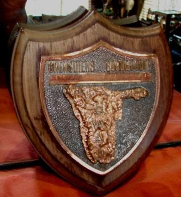 Copper SWA border duty plague mounted on wooden base-13 cm x 11 cm