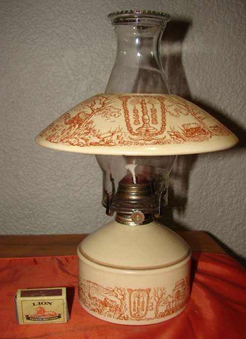 Big trek 1838-1988 Voortrekker commemoration parafin Lamp and shade-H 35 cm Shade dia.23 cm