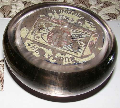 Officer`s Mess Cigarettes Advertising Glass Paperweight-BD 8 cm, H 3.5 cm-weighs 400grams