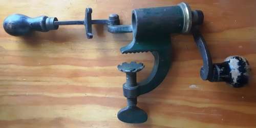 Antique12 gauge Shotgun shell hand reloading tool-metal and brass-stamped 16-Dia. 25 cm x 15 cm