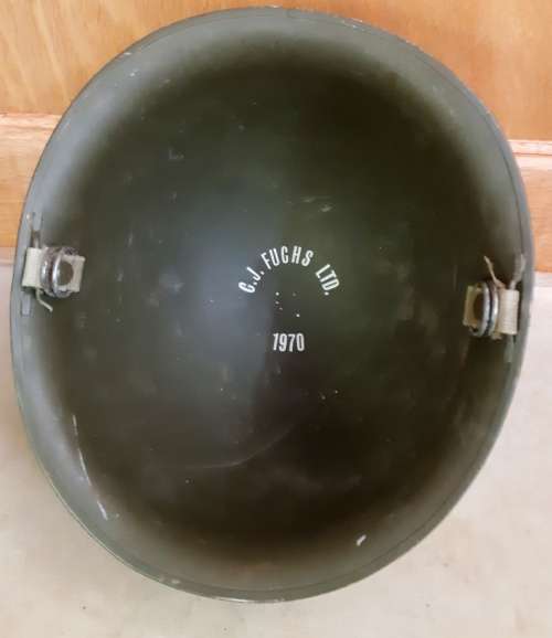 Old SADF border war Staaldak hard hat with no inner-C J Fuchs Ltd. 1970