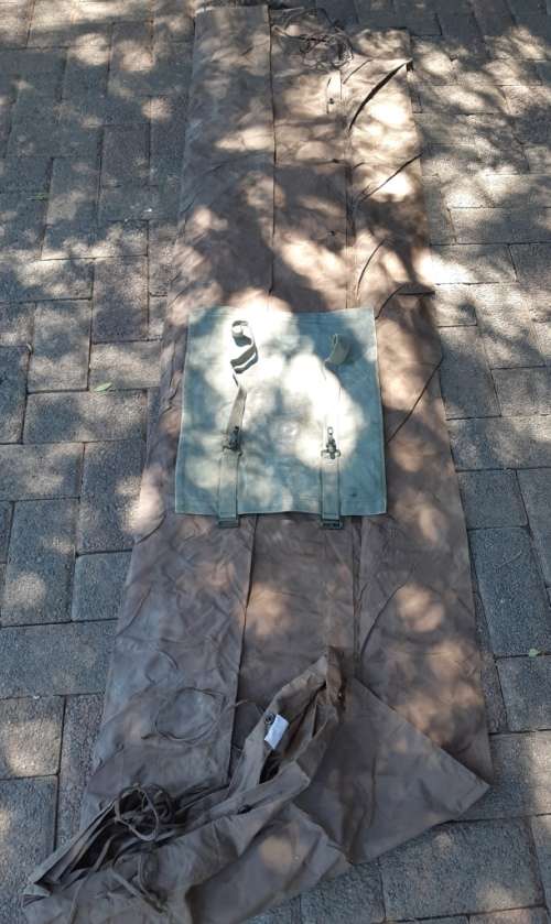 Old SADF Border War C & W 1981 brown shelter with pouch-size 210 cm x 180 cm -good condition