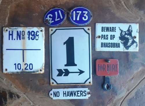 Interesting real vintage enamel signs-not replicas-buy lot or by offer per one