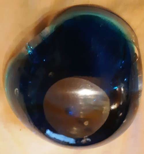 Beautiful dark blue Murano glass ash tray weight 800 gram-dia. 13 cm x 13 cm x 6 cm