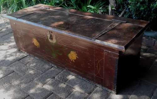 Beautiful Africana wooden hand decorated Chest from the Concentration Camp era