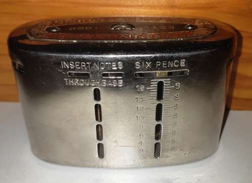 Rare antique Johannesburg Building Society metal savings box